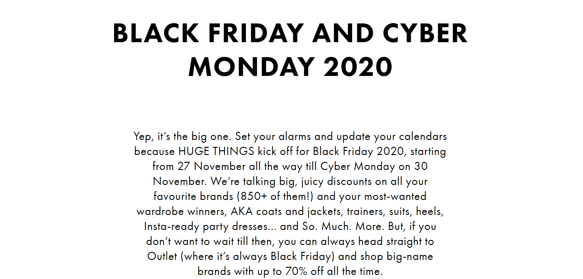 Asos Black Friday example