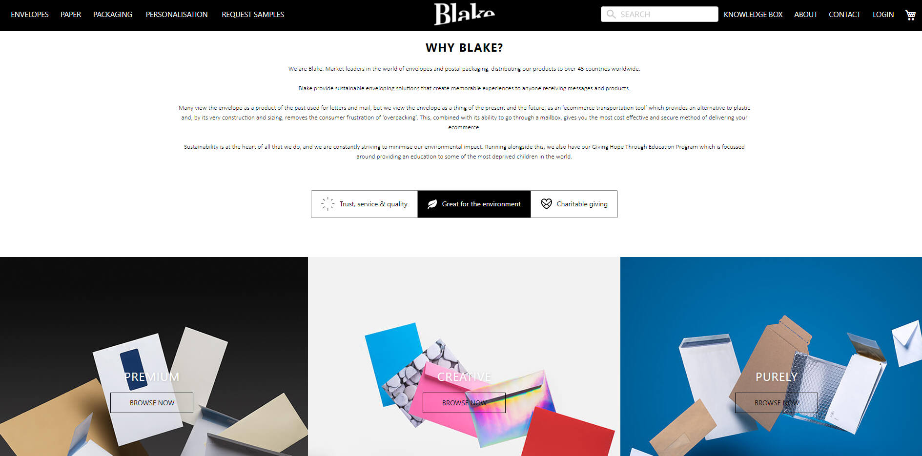 Blake envelopes website example