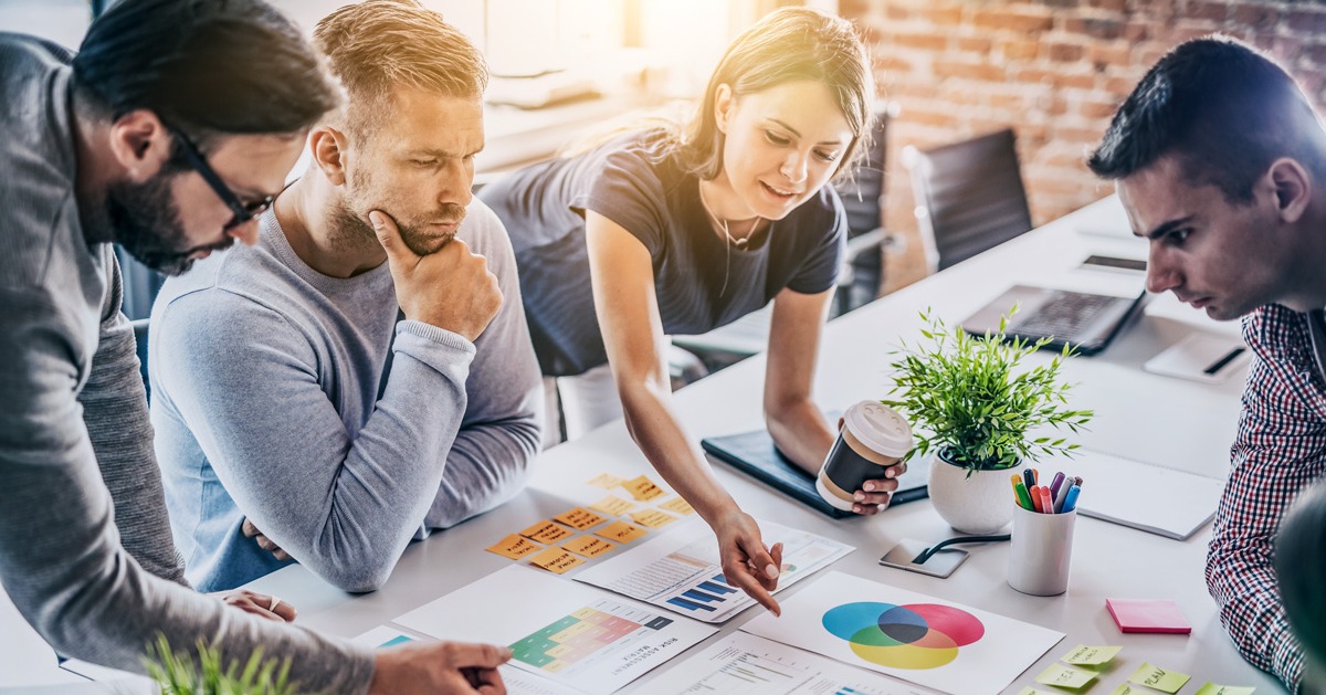 Team members discussing project