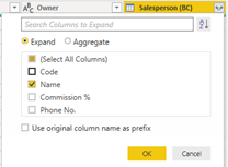Desired Column | Microsoft D365 | Power BI