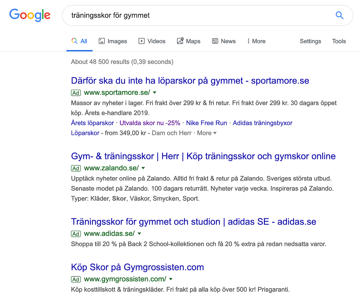 träningsskor för gymmet